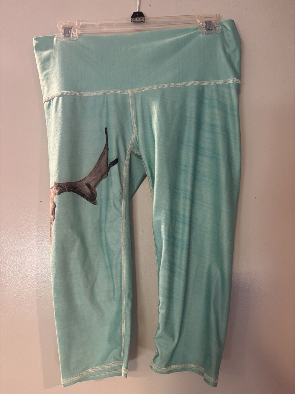 Women’s Teeki Leggings Turquoise With Cow skull Size L